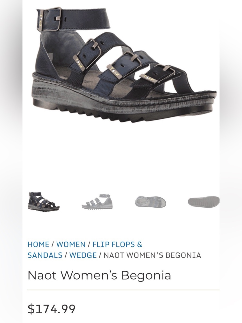 Naot Begonia Leather Ankle Strap Sandals Shoes Black Blue 39 - Picture 2 of 13